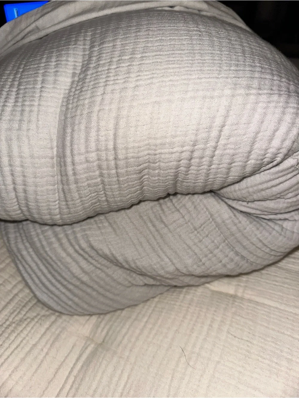 QUINCE Organic Airy Gauze Duvet Cover in Light Grey Buttons Full/Queen - NWOT